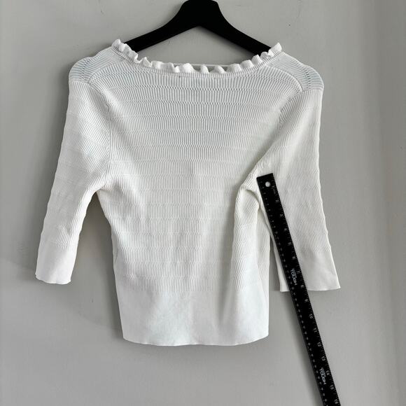 INC International Concepts Ruffle Trim Knit Cardigan 3/4 Sleeves Size Small - Picture 4 of 8